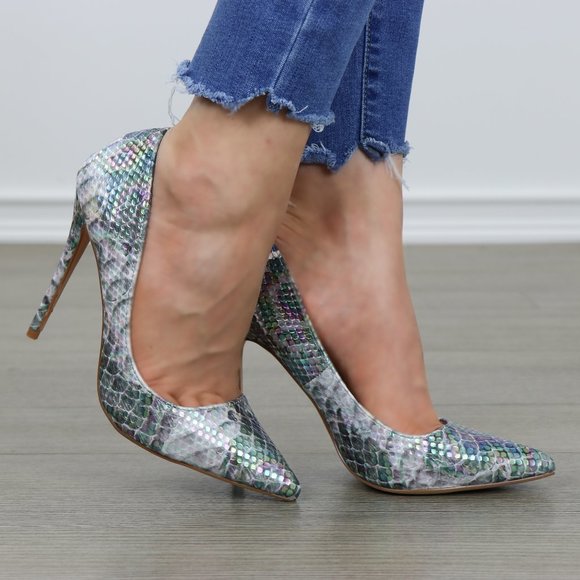 Mermaid Print Pointy Toe Sexy High Heel - Picture 7 of 8